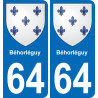 64 Béhorléguy coat of arms sticker plate stickers city
