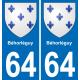 64 Béhorléguy blason autocollant plaque stickers ville