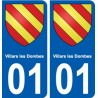 01 Villars-les-Dombes ville autocollant plaque sticker