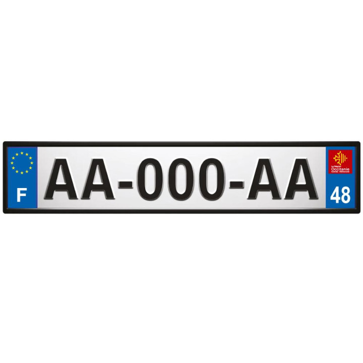Lot de 4 autocollants bleu 48 LOZERE Occitanie - F Europe nouvelles régions immatriculation auto sticker