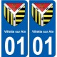 01 Villette-sur-Ain ville autocollant plaque sticker