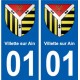 01 Villette-sur-Ain ville autocollant plaque sticker