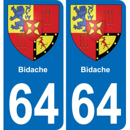 64 Bidache escudo de armas de la etiqueta engomada de la placa de pegatinas de la ciudad