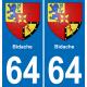 64 Bidache blason autocollant plaque stickers ville