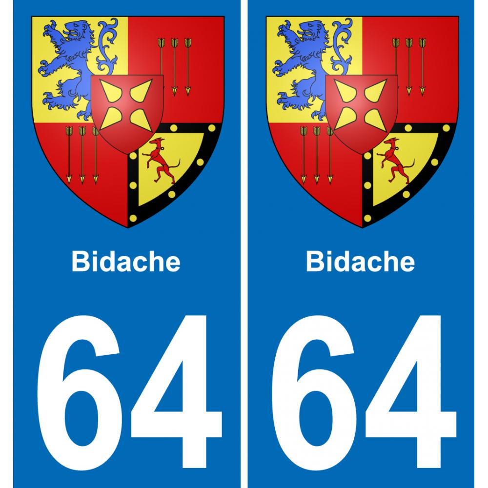 64 Bidache escudo de armas de la etiqueta engomada de la placa de pegatinas de la ciudad