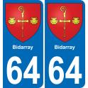 64 Bidarray blason autocollant plaque stickers ville