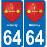 64 Bidarray blason autocollant plaque stickers ville