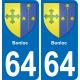 64 Bonloc escudo de armas de la etiqueta engomada de la placa de pegatinas de la ciudad