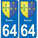 64 Bonloc blason autocollant plaque stickers ville