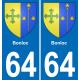 64 Bonloc escudo de armas de la etiqueta engomada de la placa de pegatinas de la ciudad