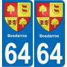 64 Bosdarros escudo de armas de la etiqueta engomada de la placa de pegatinas de la ciudad