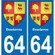 64 Bosdarros escudo de armas de la etiqueta engomada de la placa de pegatinas de la ciudad
