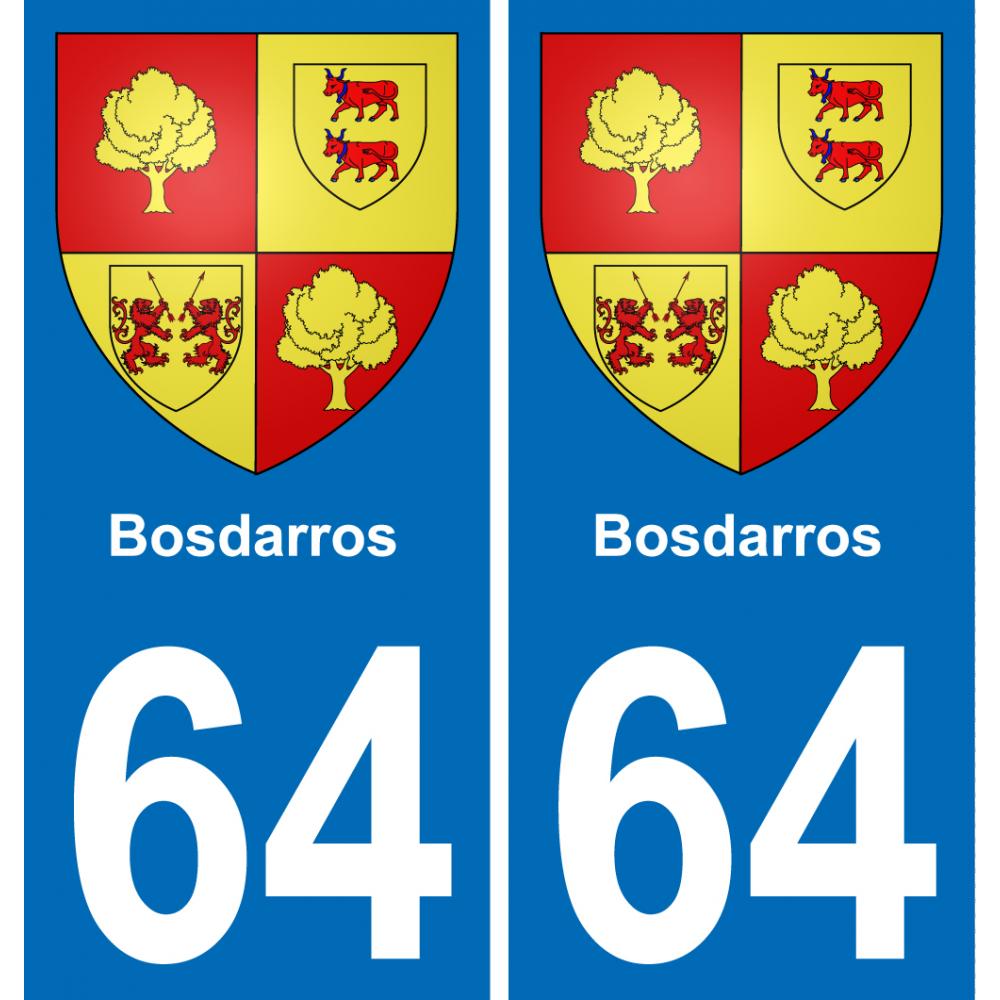 64 Bosdarros blason autocollant plaque stickers ville