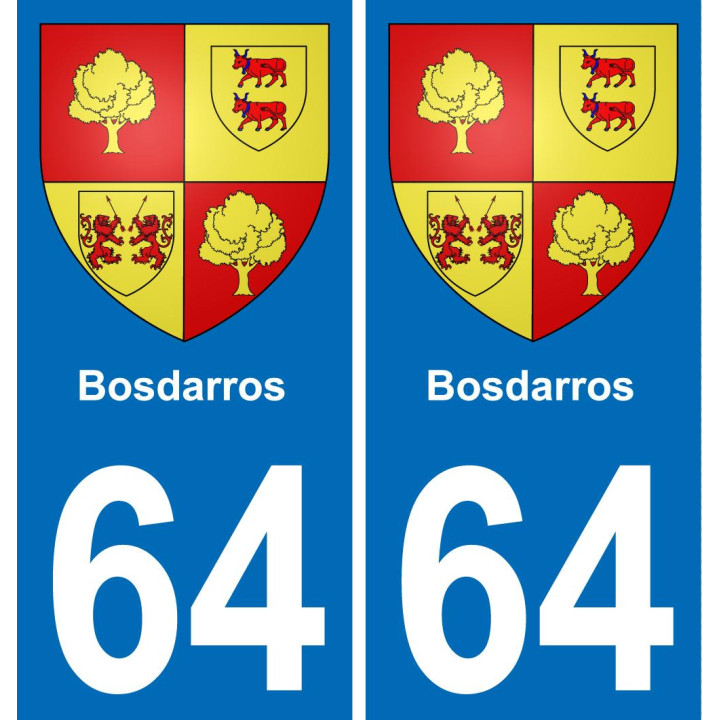 64 Bosdarros escudo de armas de la etiqueta engomada de la placa de pegatinas de la ciudad