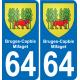 64 Bruges-Capbis-Mifaget escudo de armas de la etiqueta engomada de la placa de pegatinas de la ciudad