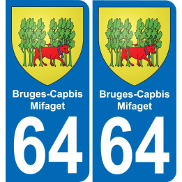 64 Bruges-Capbis-Mifaget blason autocollant plaque stickers ville