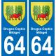 64 Bruges-Capbis-Mifaget escudo de armas de la etiqueta engomada de la placa de pegatinas de la ciudad
