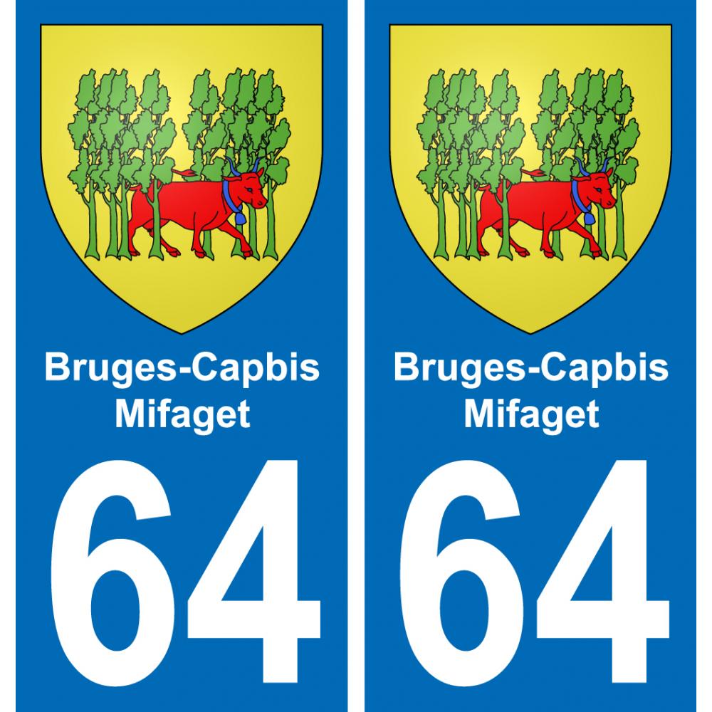 64 Bruges-Capbis-Mifaget blason autocollant plaque stickers ville