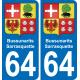 64 Bussunarits-Sarrasquette stemma adesivo piastra adesivi città