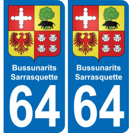 64 Bussunarits-Sarrasquette coat of arms sticker plate stickers city