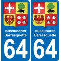 64 Bussunarits-Sarrasquette coat of arms sticker plate stickers city