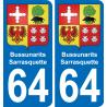 64 Bussunarits-Sarrasquette coat of arms sticker plate stickers city
