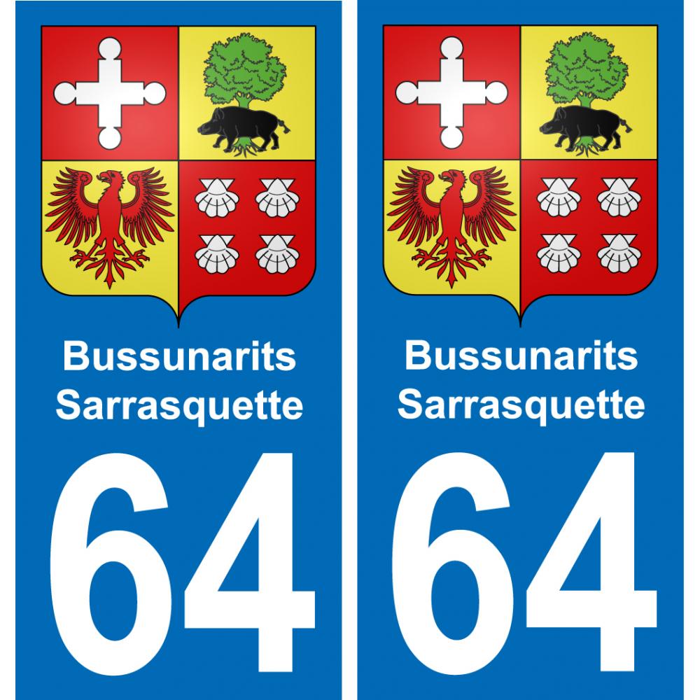 64 Bussunarits-Sarrasquette blason autocollant plaque stickers ville