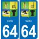 64 Came blason autocollant plaque stickers ville