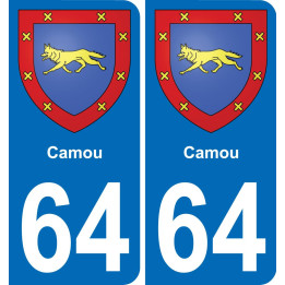 64 Camou escudo de armas de la etiqueta engomada de la placa de pegatinas de la ciudad