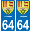 64 Cardesse coat of arms sticker plate stickers city