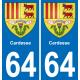 64 Cardesse coat of arms sticker plate stickers city