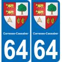 64 Carresse-Cassaber coat of arms sticker plate stickers city