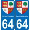 64 Carresse-Cassaber blason autocollant plaque stickers ville