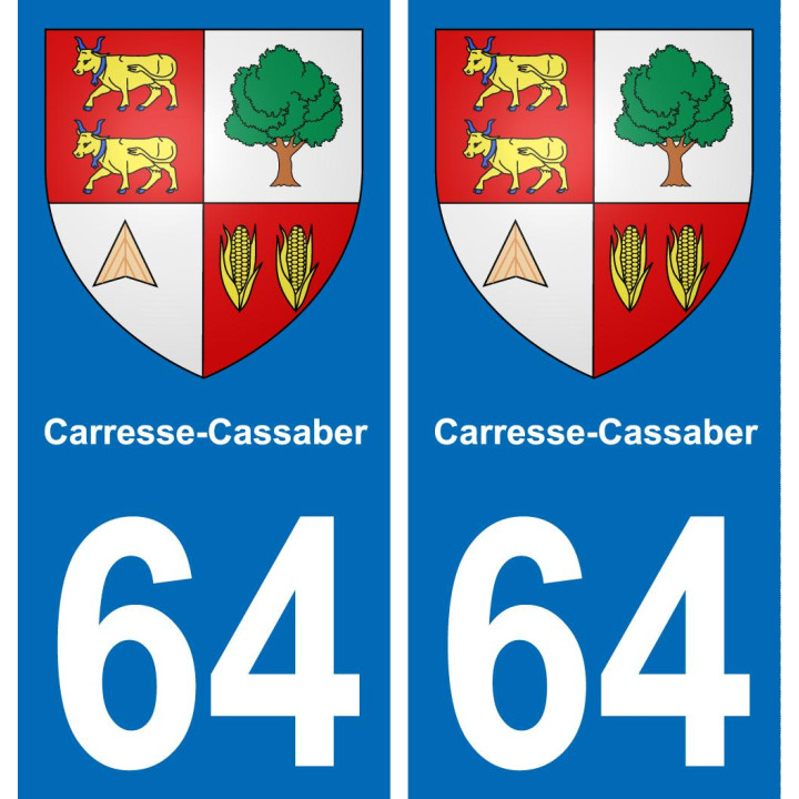 64 Carresse-Cassaber coat of arms sticker plate stickers city