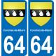 64 Conchez-de-Béarn escudo de armas de la etiqueta engomada de la placa de pegatinas de la ciudad