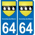 64 Conchez-de-Béarn coat of arms sticker plate stickers city