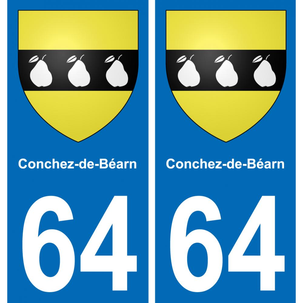 64 Conchez-de-Béarn escudo de armas de la etiqueta engomada de la placa de pegatinas de la ciudad