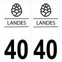 40 Landes Blanc Cône de pin pomme de pin sapin ville sticker plaque immatriculation auto logo343