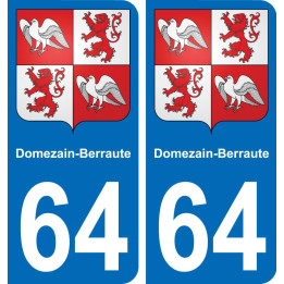 64 Domezain-Berraute blason autocollant plaque stickers ville
