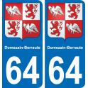 64 Domezain-Berraute coat of arms sticker plate stickers city