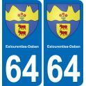 64 Eslourenties-Daban blason autocollant plaque stickers ville