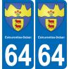 64 Eslourenties-Daban blason autocollant plaque stickers ville
