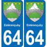 64 Estérençuby escudo de armas de la etiqueta engomada de la placa de pegatinas de la ciudad