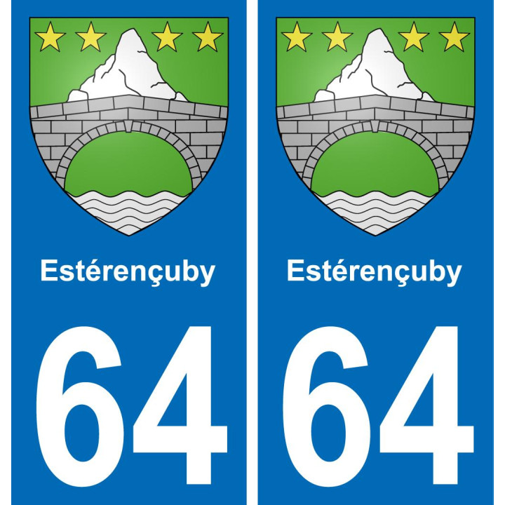 64 Estérençuby escudo de armas de la etiqueta engomada de la placa de pegatinas de la ciudad