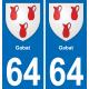 64 Gabat escudo de armas de la etiqueta engomada de la placa de pegatinas de la ciudad