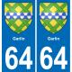 64 Garlin coat of arms sticker plate stickers city