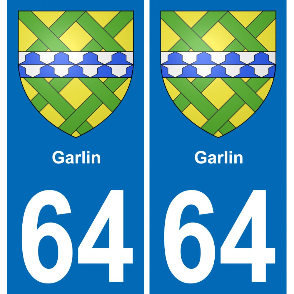 64 Garlin escudo de armas de la etiqueta engomada de la placa de pegatinas de la ciudad