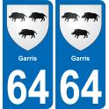 64 Garris blason autocollant plaque stickers ville