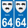 64 Garris coat of arms sticker plate stickers city