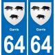 64 Garris blason autocollant plaque stickers ville